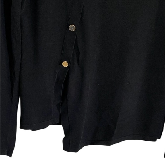 Tanya Taylor Knit Faux Cardigan Top Asymmetrical Hemline Long Sleeve Medium - Picture 7 of 8